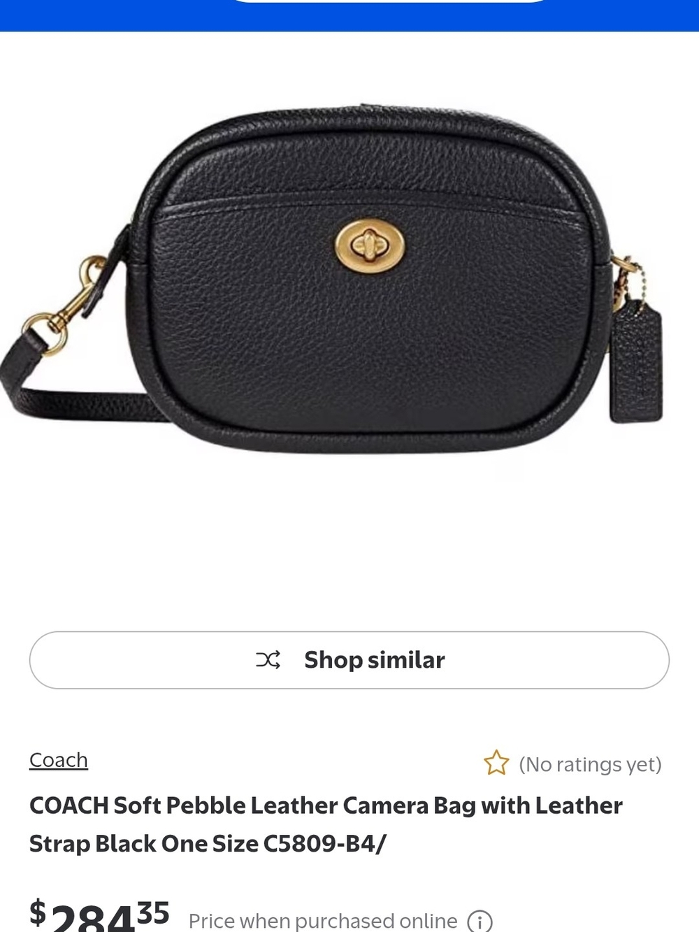 Coach Black Pebble Leather Crossbody Camera Bag with Gold Hardware